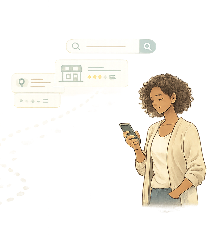 Customer searching on phone